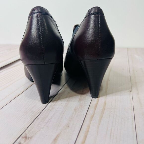 Clark’s Indigo Mahogany Leather Pump Heels Ankle Booties - Picture 5 of 12